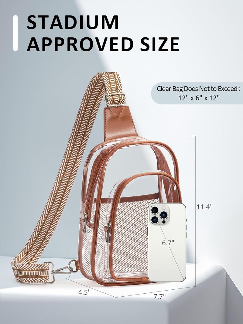 Flowston Store 3 Pockets Clear Bag for Stadium Events Large Clear Sling Crossbody Backpack Fanny Pack Concert Purses for Women Men - Image 3